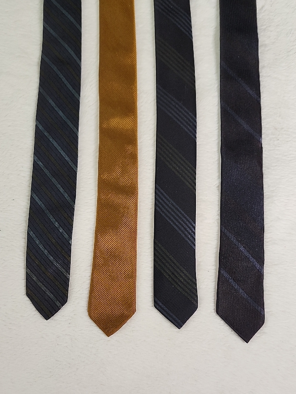 Ultra Skinny Vintage Ties 1960's Set Of 4 With Subtle Stripes.